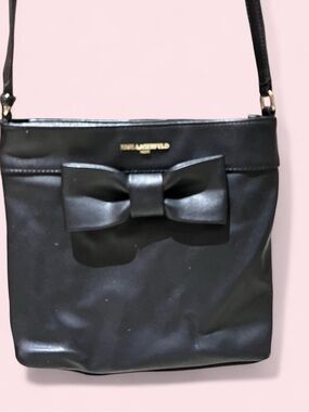 Karl Lagerfeld Black Bow-Accent Crossbody Bag